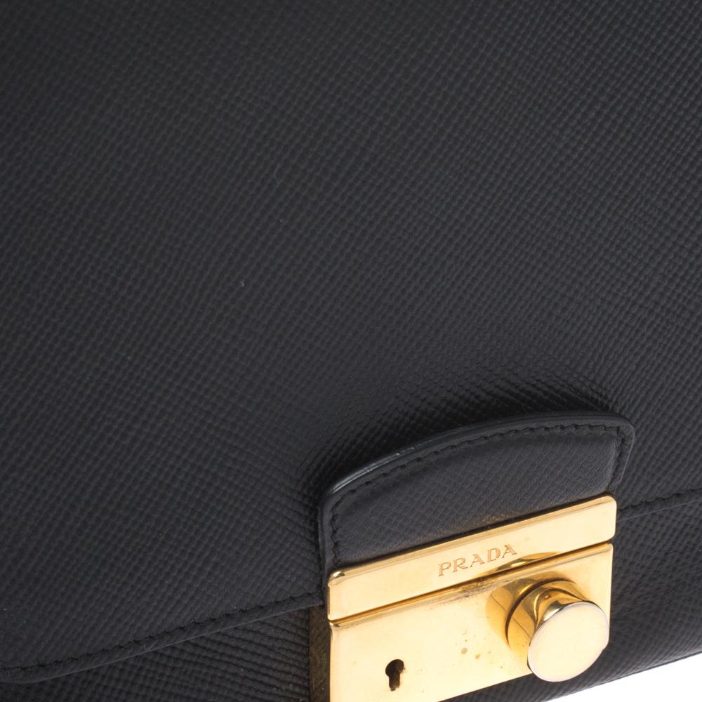 Prada Black Saffiano Leather Small Sound Crossbody Bag 6