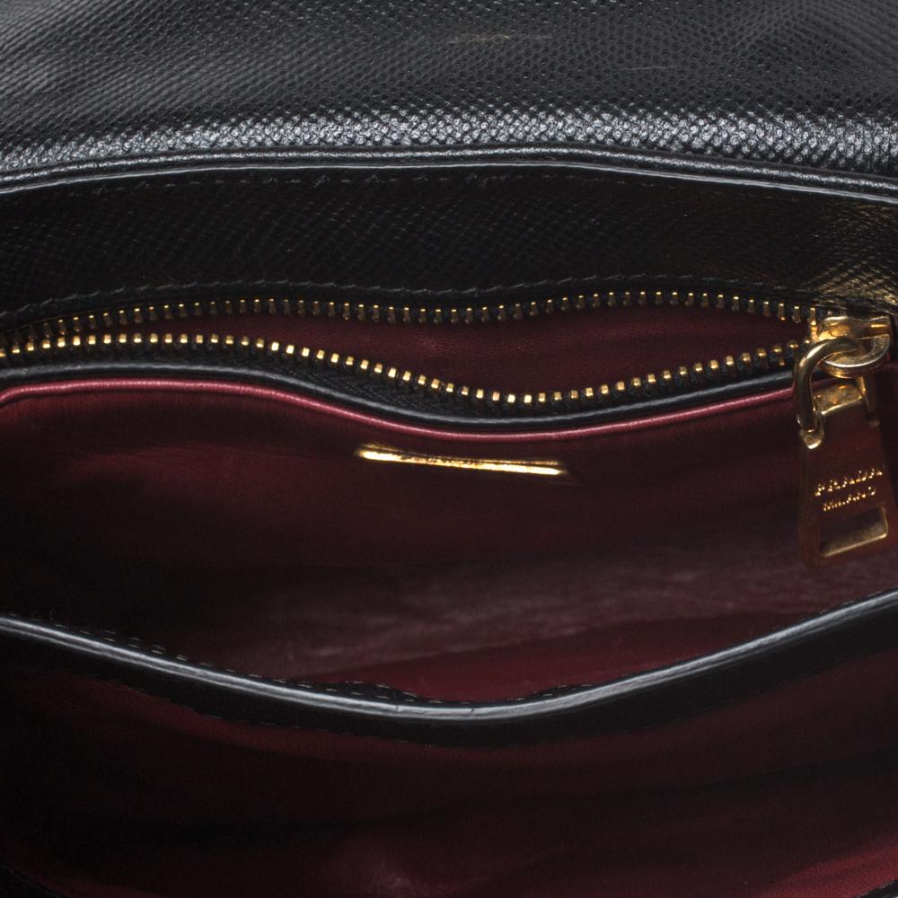 Prada Black Saffiano Leather Small Sound Crossbody Bag 2