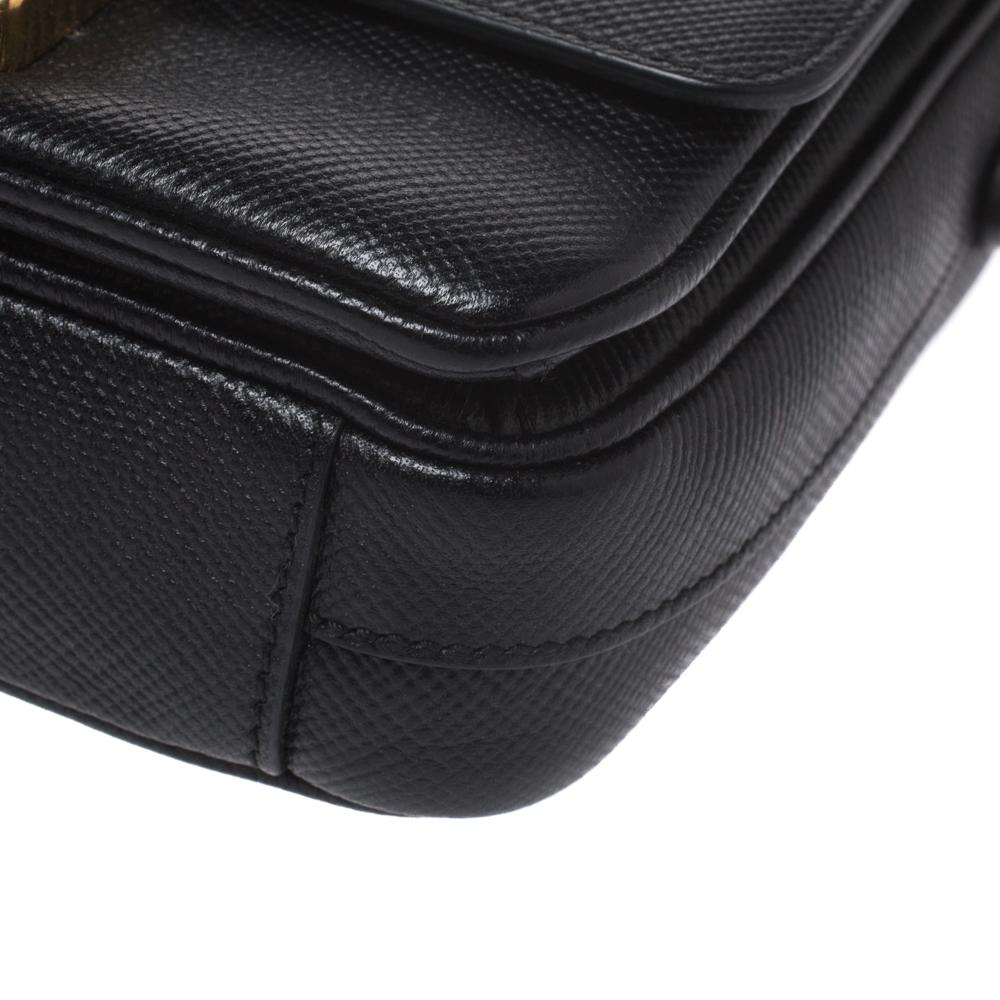 Prada Black Saffiano Leather Small Sound Crossbody Bag 3