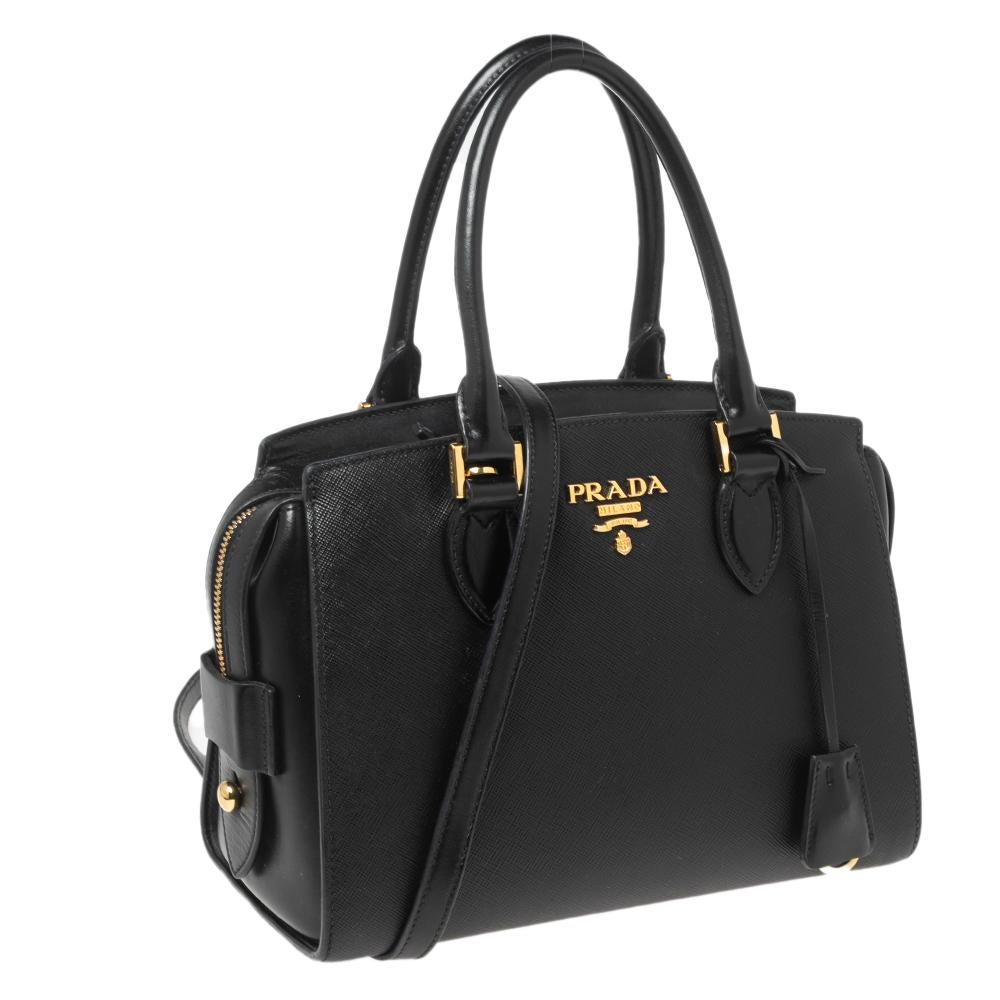Prada Black Saffiano Leather Small Top Handle Crossbody Bag 6