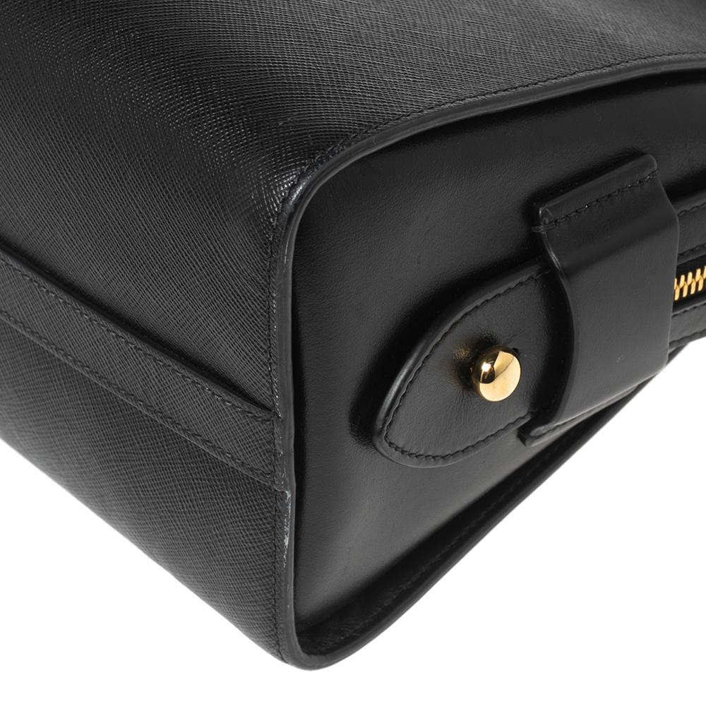 Prada Black Saffiano Leather Small Top Handle Crossbody Bag In Good Condition In Dubai, Al Qouz 2