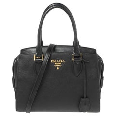 Prada Black Saffiano Leather Small Top Handle Crossbody Bag