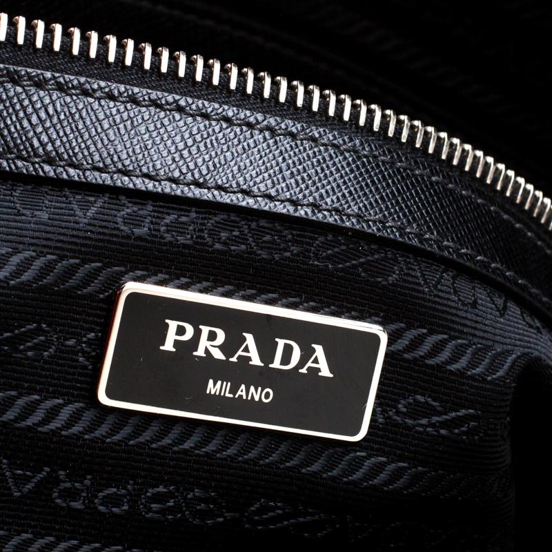 Prada Black Saffiano Leather Travel Briefcase Bag 2
