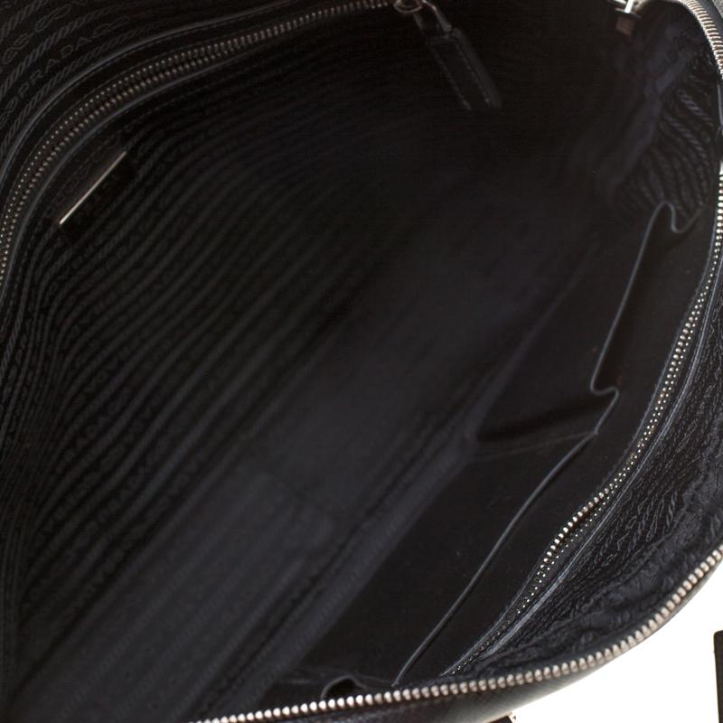 Prada Black Saffiano Leather Travel Briefcase Bag 3