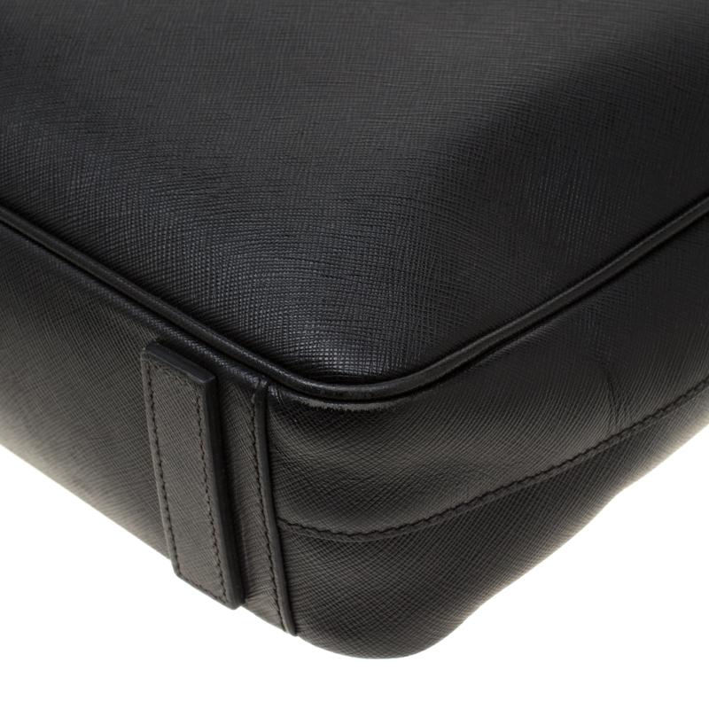 Prada Black Saffiano Leather Travel Briefcase Bag 5