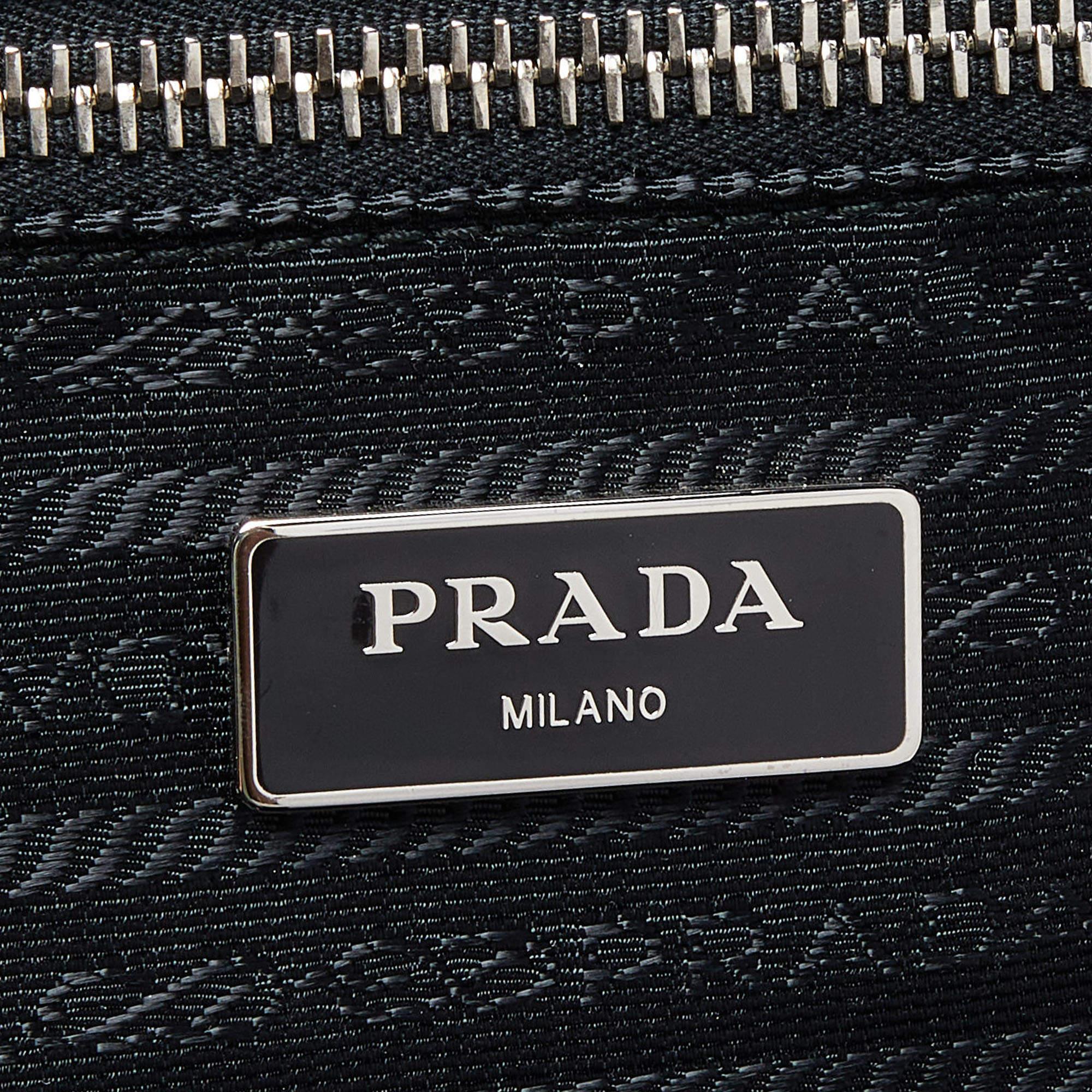 Prada Black Saffiano Leather Travel Rolling Trolley Luggage For Sale 9