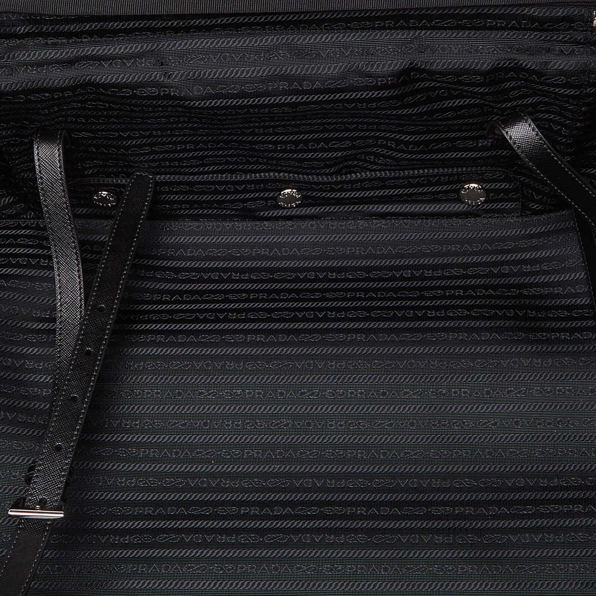 Prada Black Saffiano Leather Travel Rolling Trolley Luggage For Sale 10