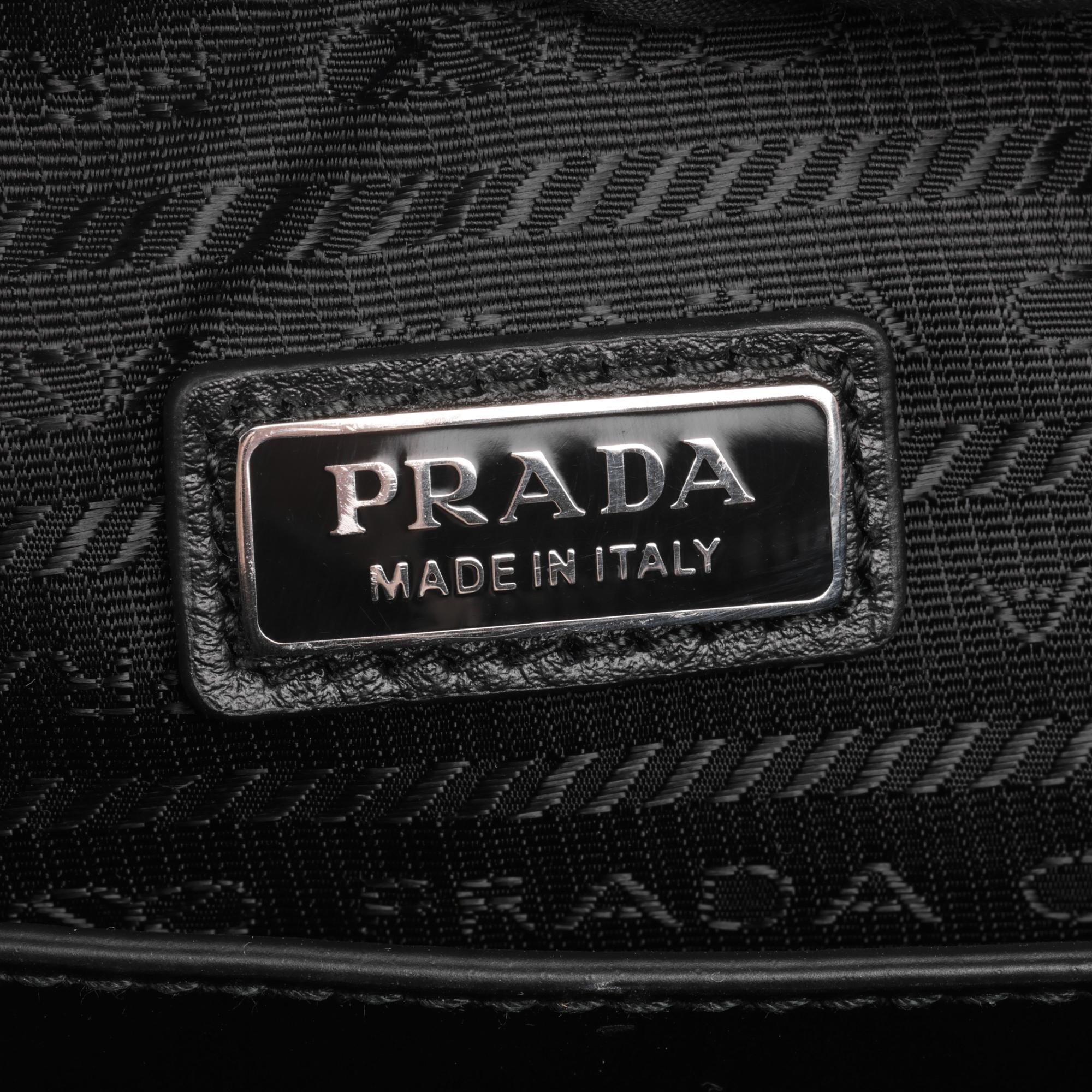 PRADA Black Saffiano Leather Triangle Shoulder Bag 3