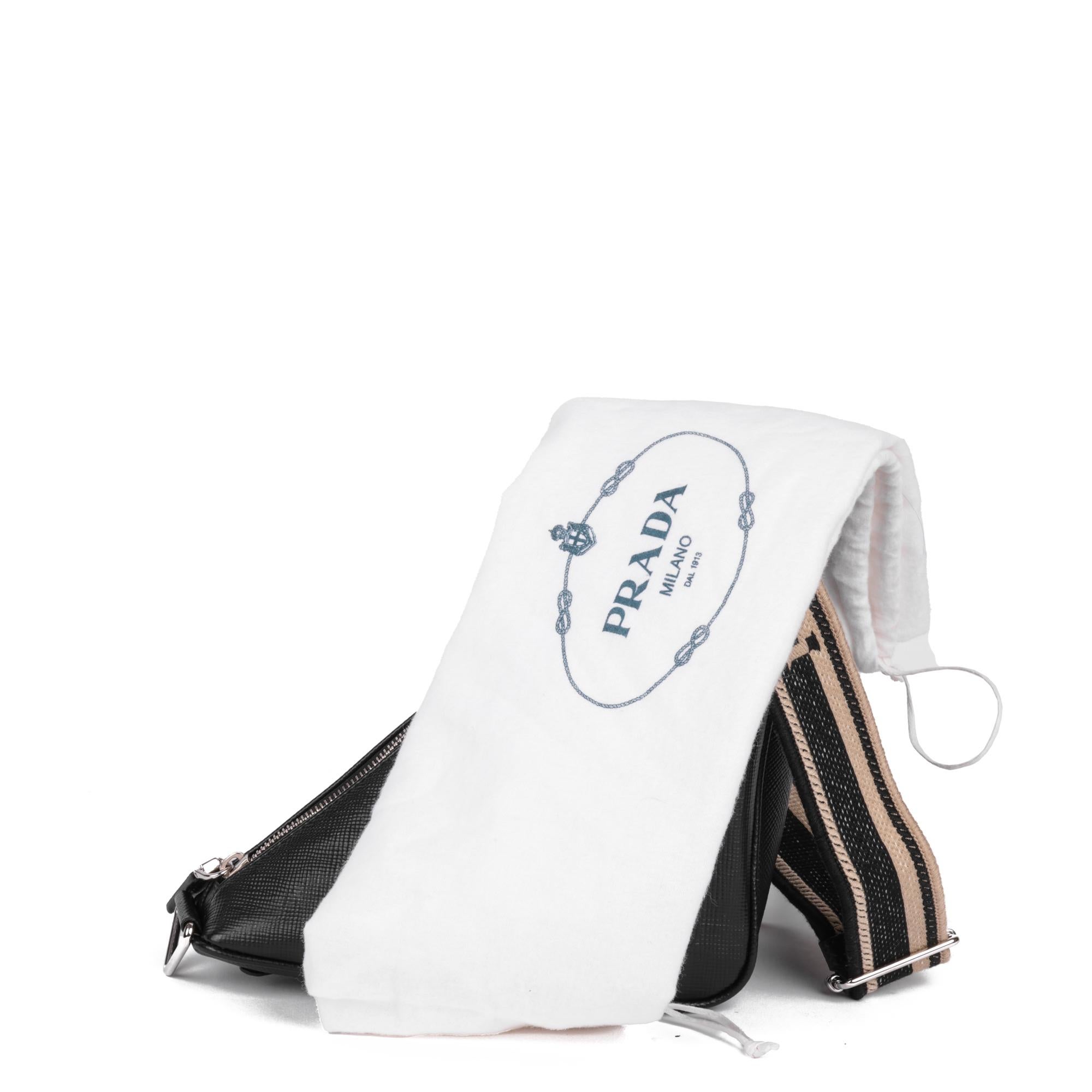 PRADA Black Saffiano Leather Triangle Shoulder Bag 5