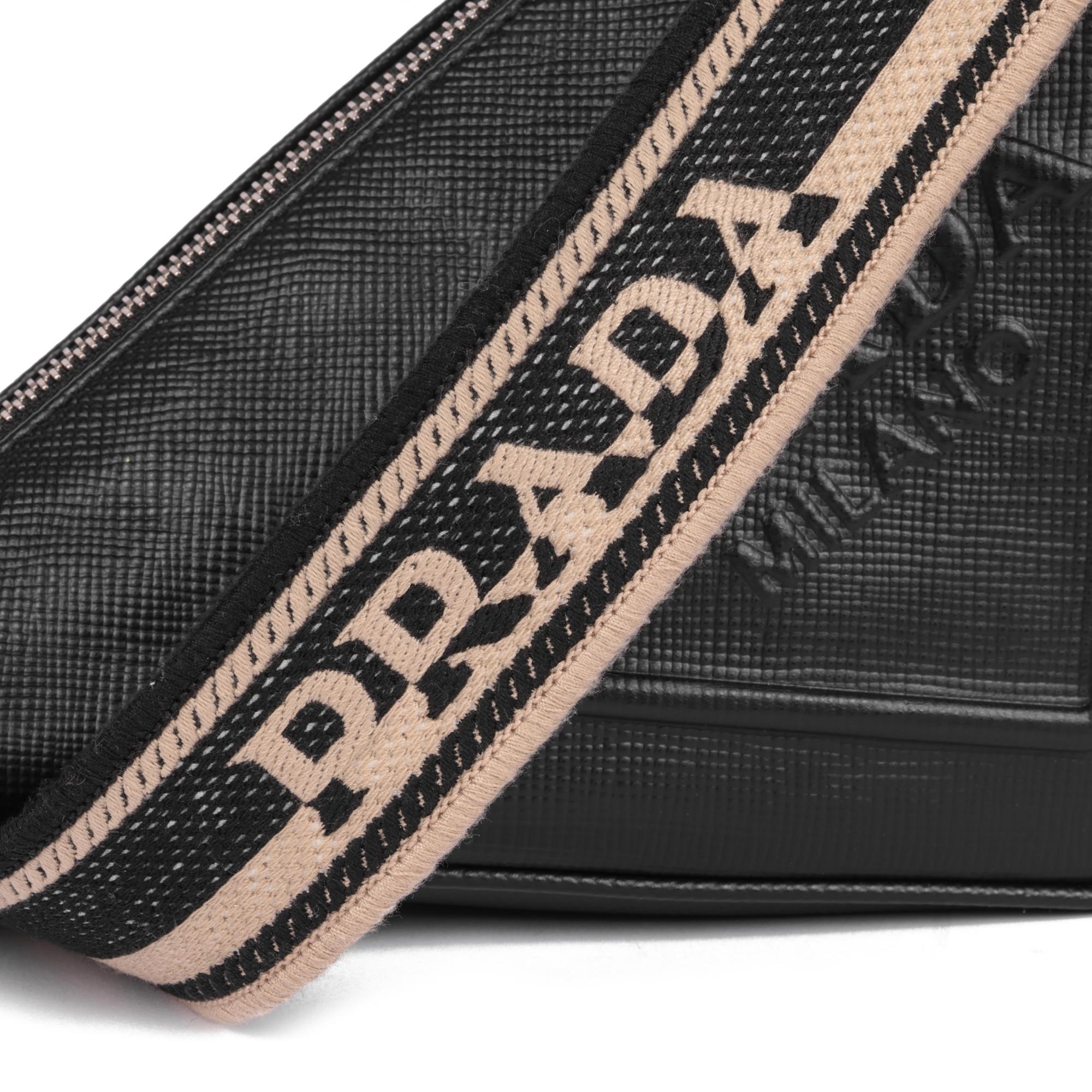 Women's PRADA Black Saffiano Leather Triangle Shoulder Bag
