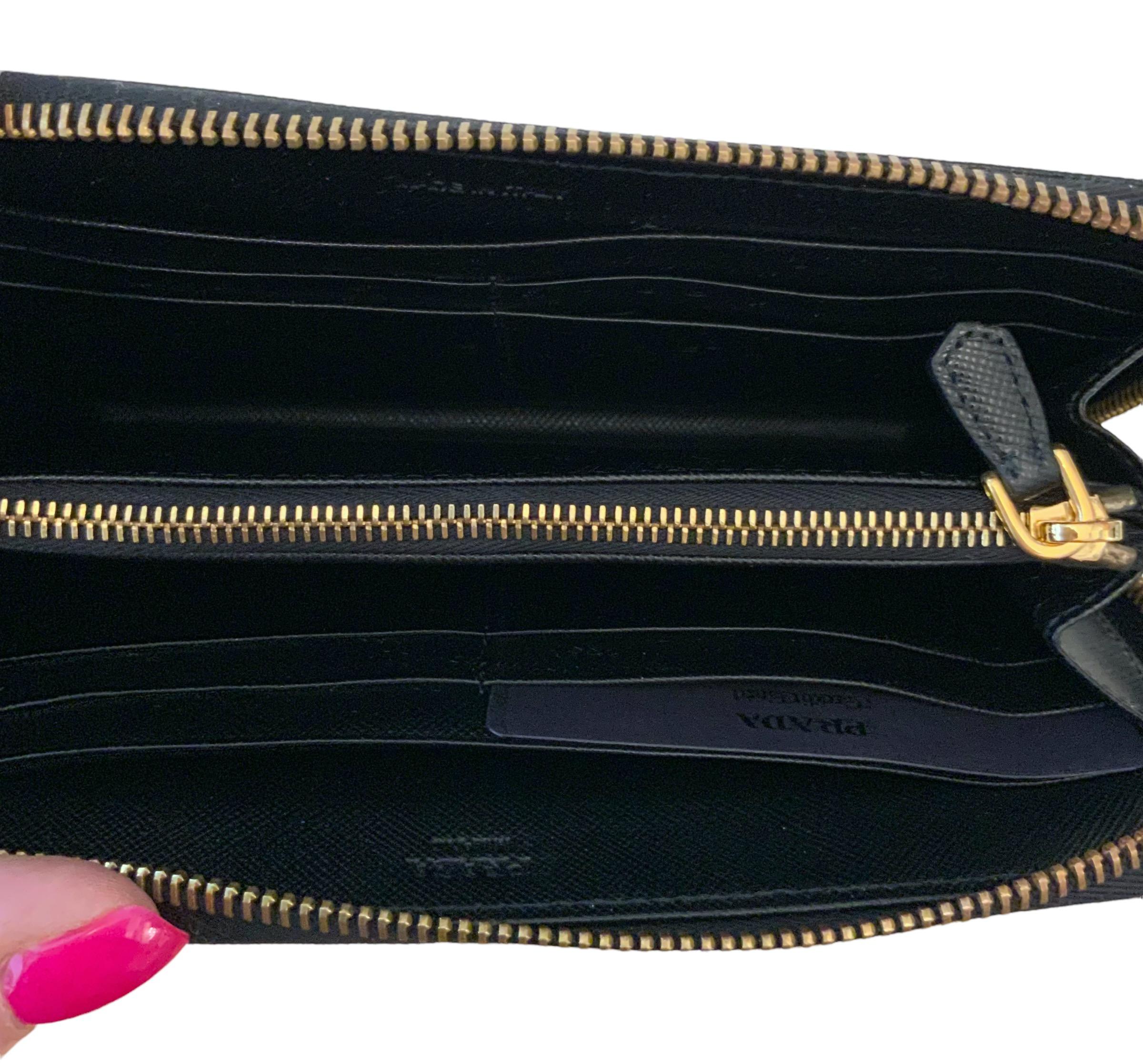 Prada Black Saffiano Leather Wallet 2