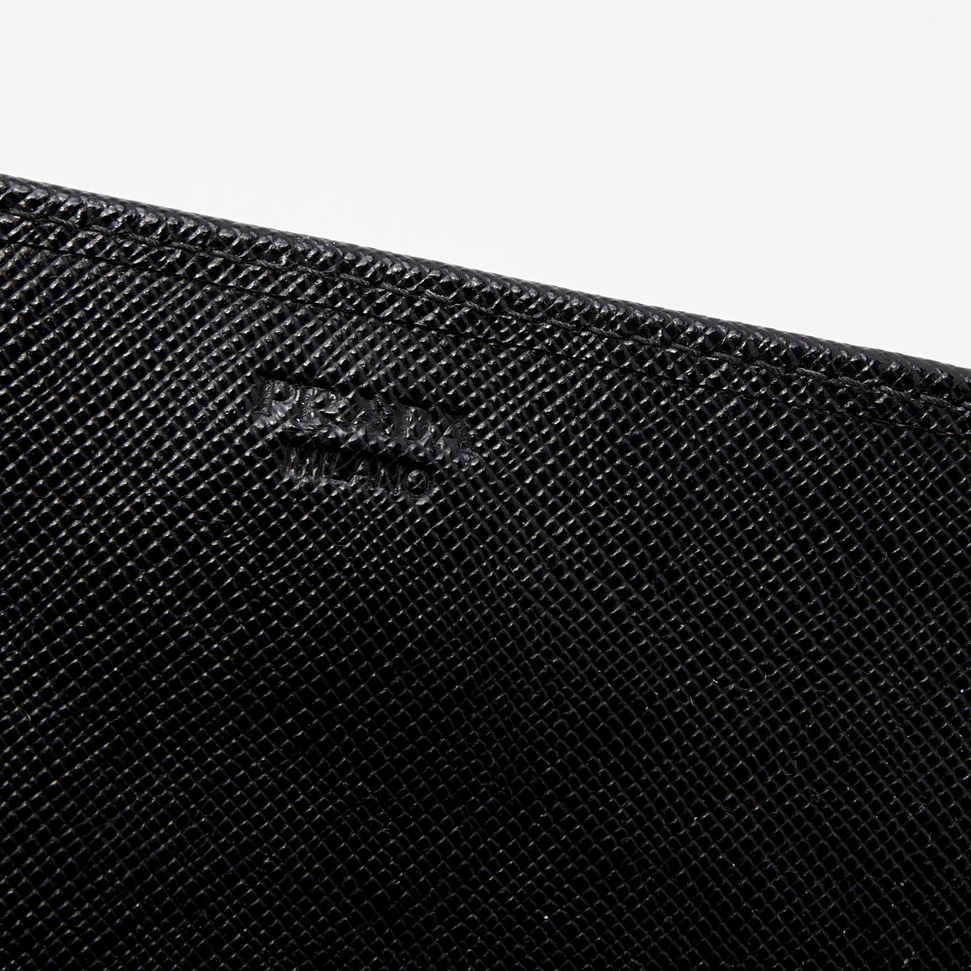 Prada Black Saffiano Leather Wallet On Strap 2
