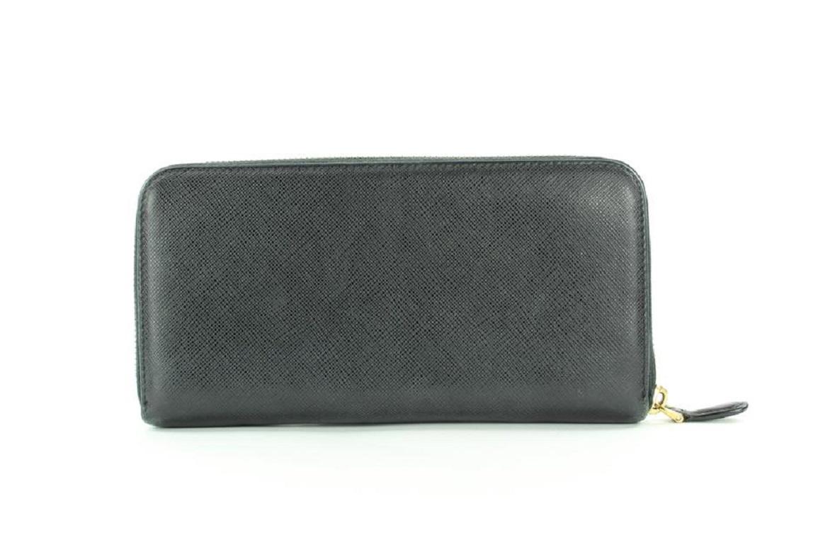 Prada Black Saffiano Leather Zip Around Long Continental Wallet 29PR1117  6