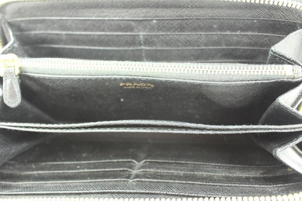 Women's Prada Black Saffiano Leather Zip Around Long Continental Wallet 29PR1117 