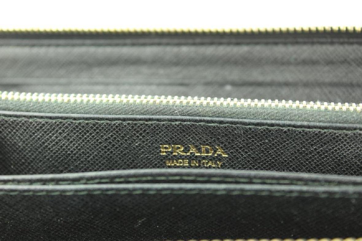 Prada Black Saffiano Leather Zip Around Long Continental Wallet 29PR1117  1