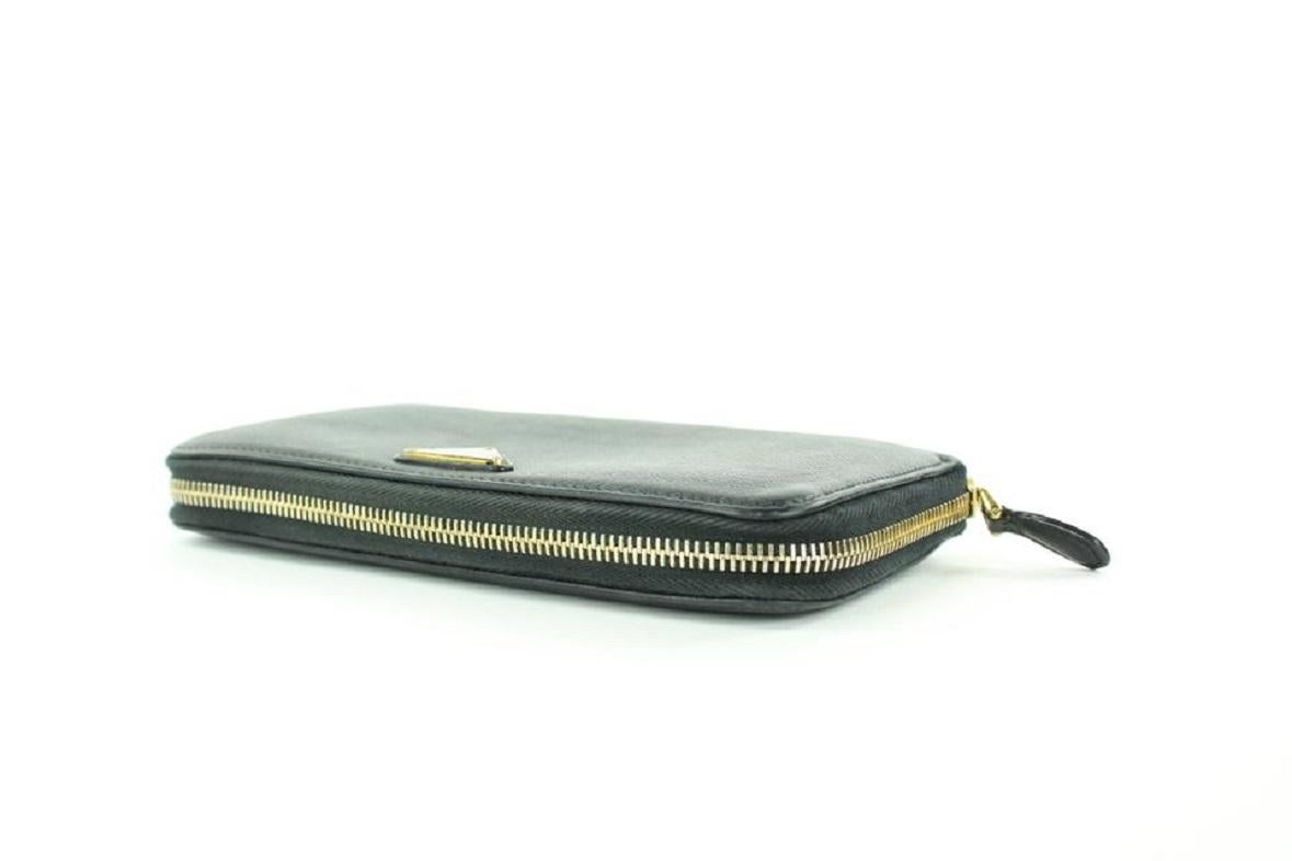 Prada Black Saffiano Leather Zip Around Long Continental Wallet 29PR1117  2