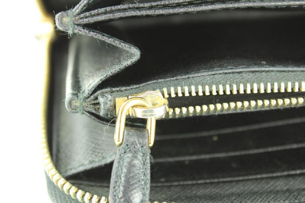 Prada Black Saffiano Leather Zip Around Long Continental Wallet 29PR1117  3