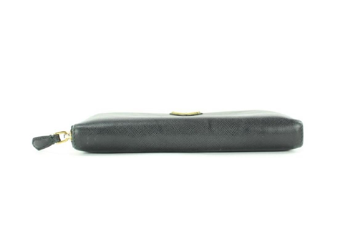 Prada Black Saffiano Leather Zip Around Long Continental Wallet 29PR1117  4