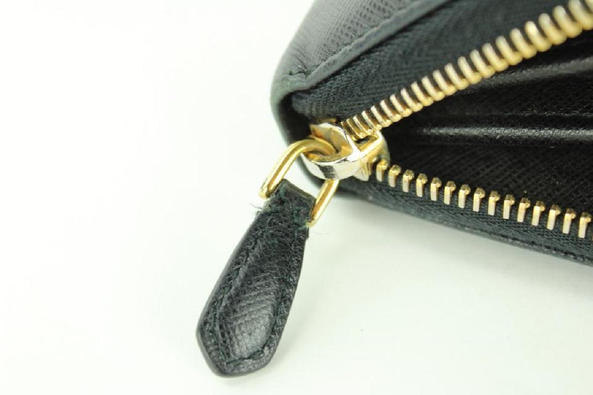 Prada Black Saffiano Leather Zip Around Long Continental Wallet 29PR1117  5