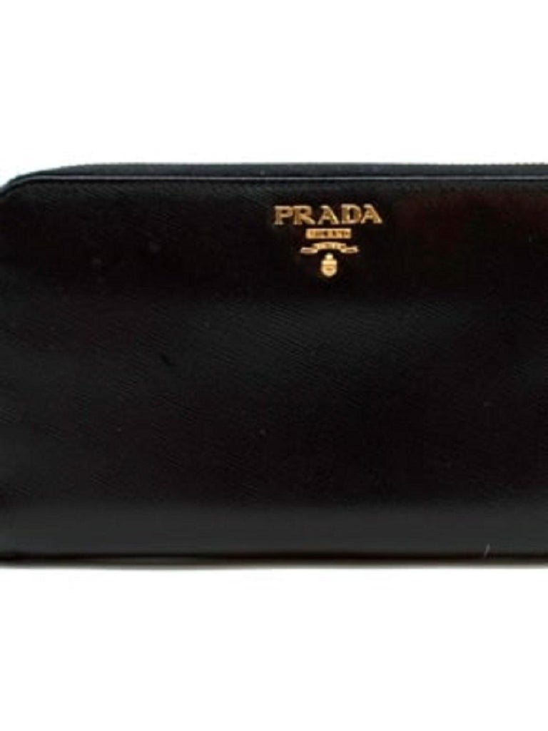 Prada Card Case Business Holder Saffiano Leather Logo Black Made In Italy
