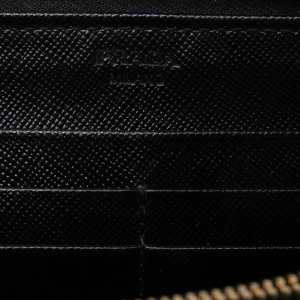 Women's Prada Black Saffiano Leather Zip Around Wallet