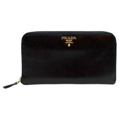 Prada Black Saffiano Leather Zip-around Wallet