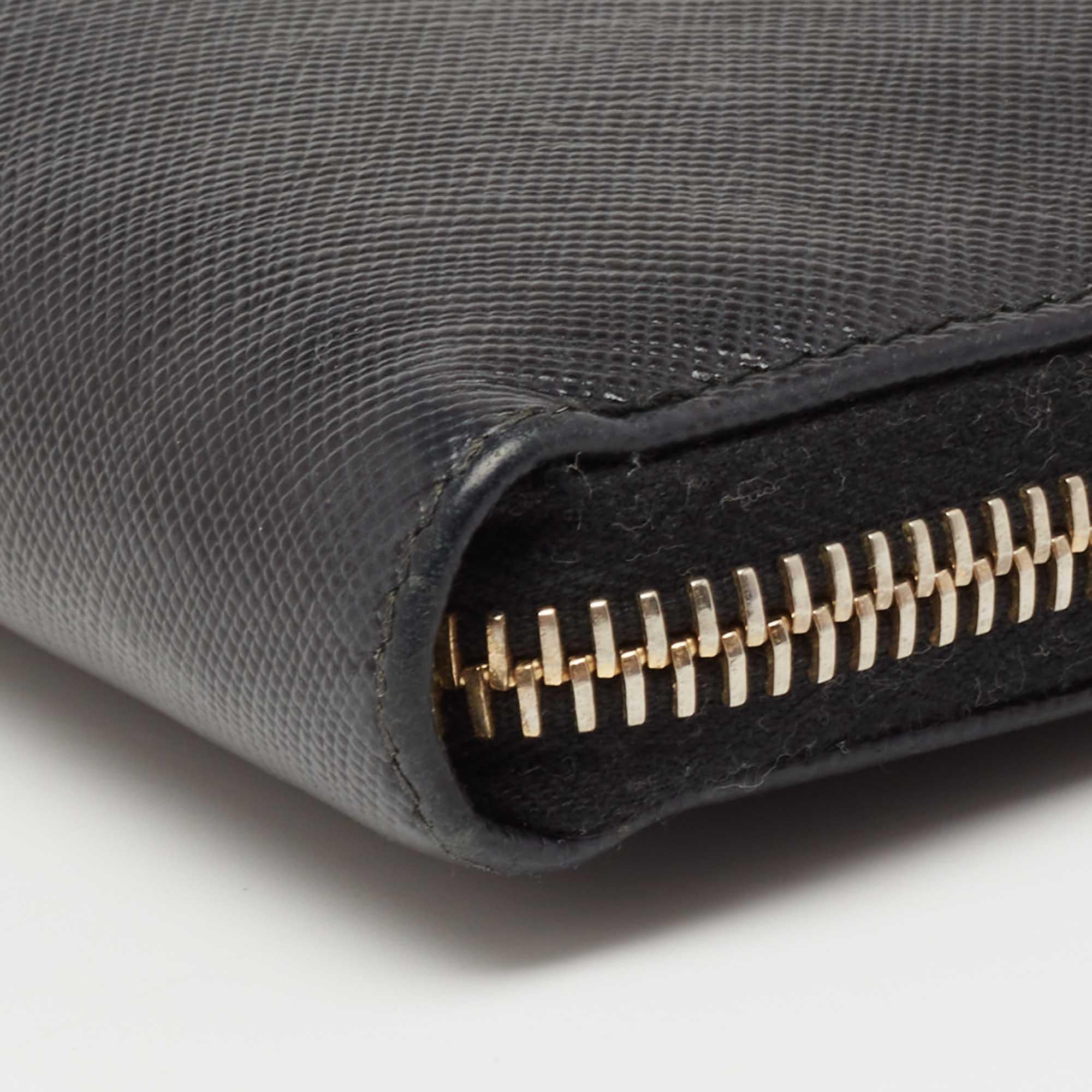 Prada Black Saffiano Leather Zip Around Wallets 2