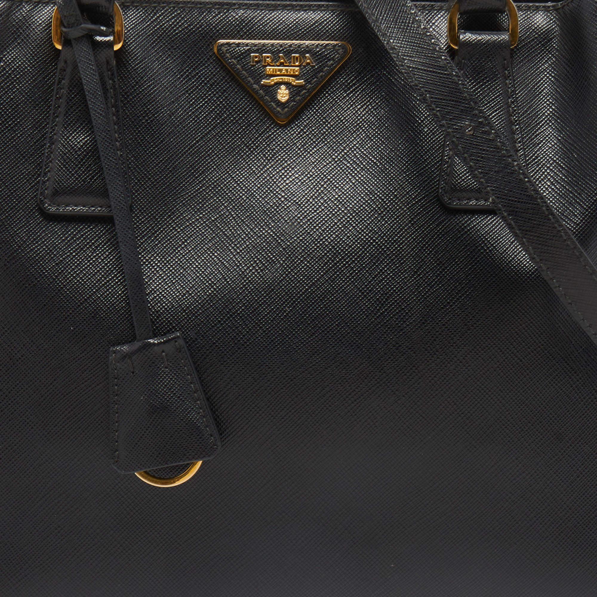 Prada Black Saffiano Leather Zip Galleria Tote 1