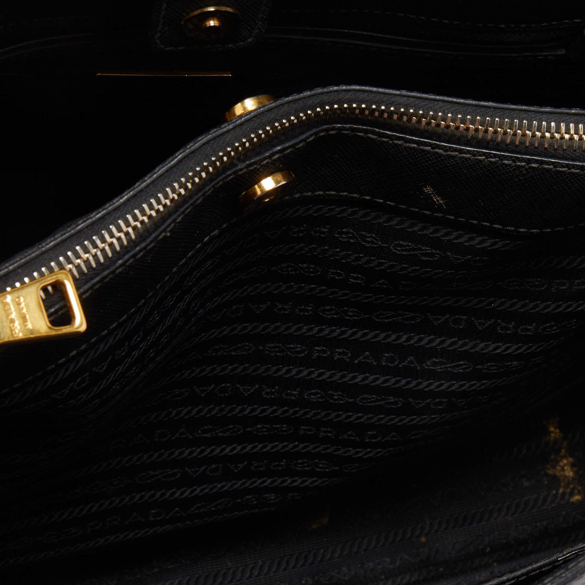 Prada Black Saffiano Leather Zip Galleria Tote 4