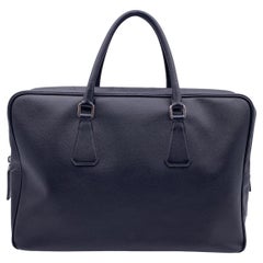 Prada Borsa da lavoro in pelle nera saffiano con cerniera e tracolla