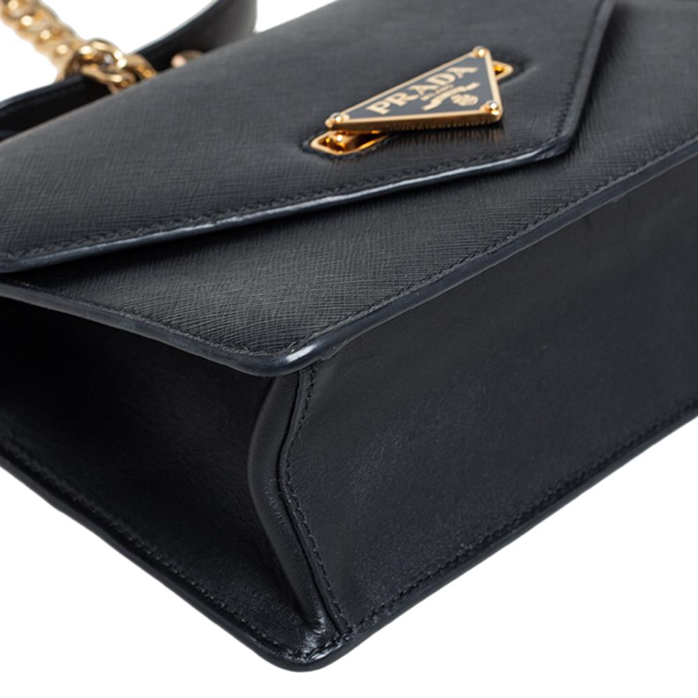 Prada Black Saffiano Lux and Soft Calf Leather Flap Cossbody Bag 6