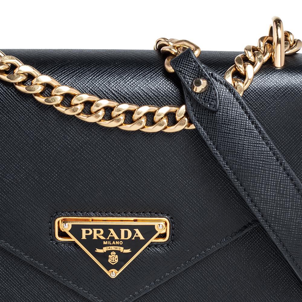 Prada Black Saffiano Lux and Soft Calf Leather Flap Cossbody Bag 7