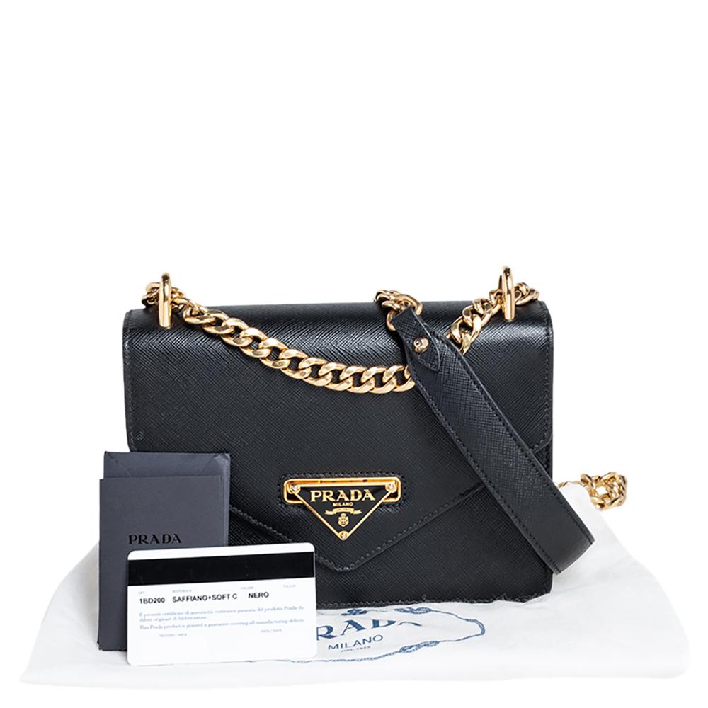 Prada Black Saffiano Lux and Soft Calf Leather Flap Cossbody Bag 8