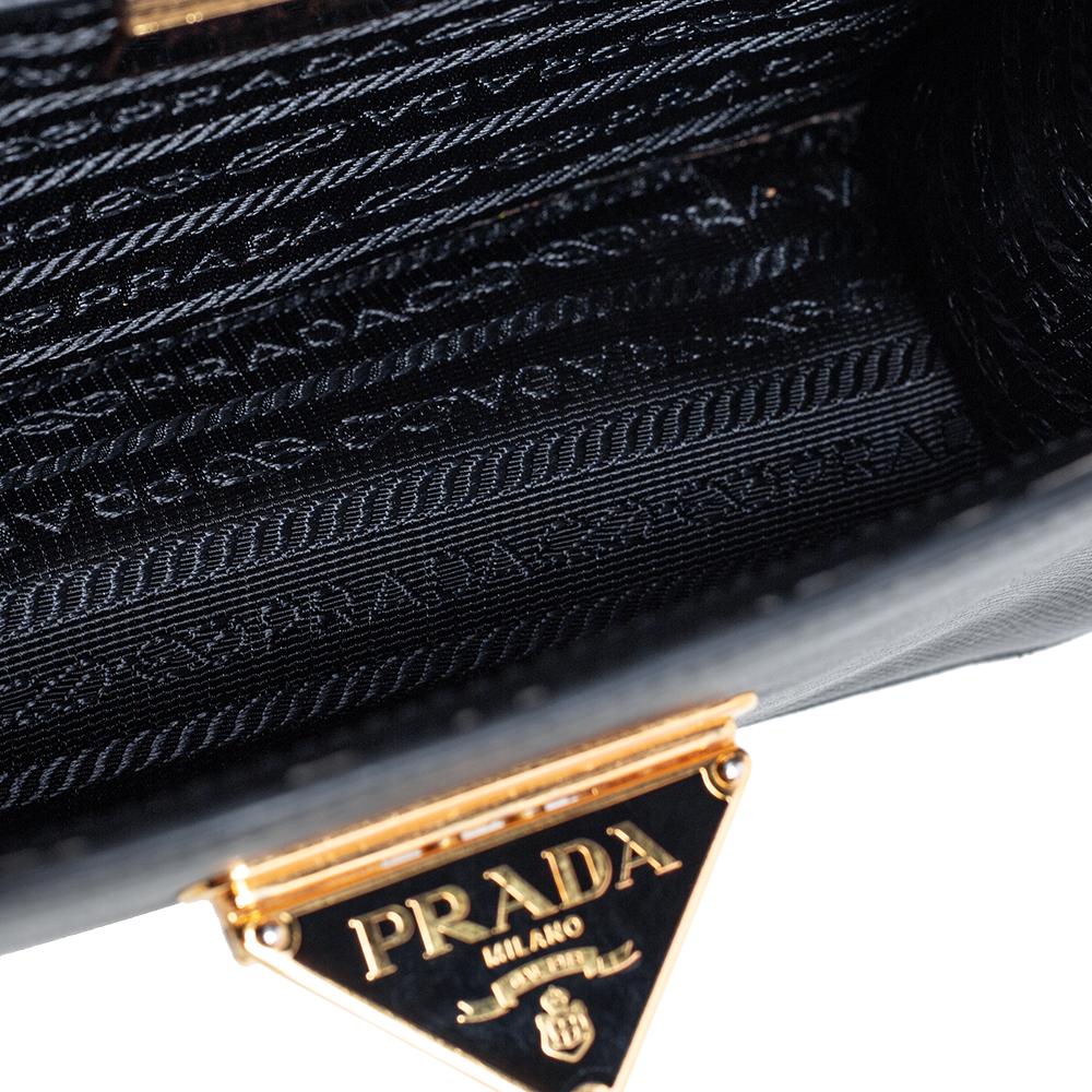 Prada Black Saffiano Lux and Soft Calf Leather Flap Cossbody Bag 4