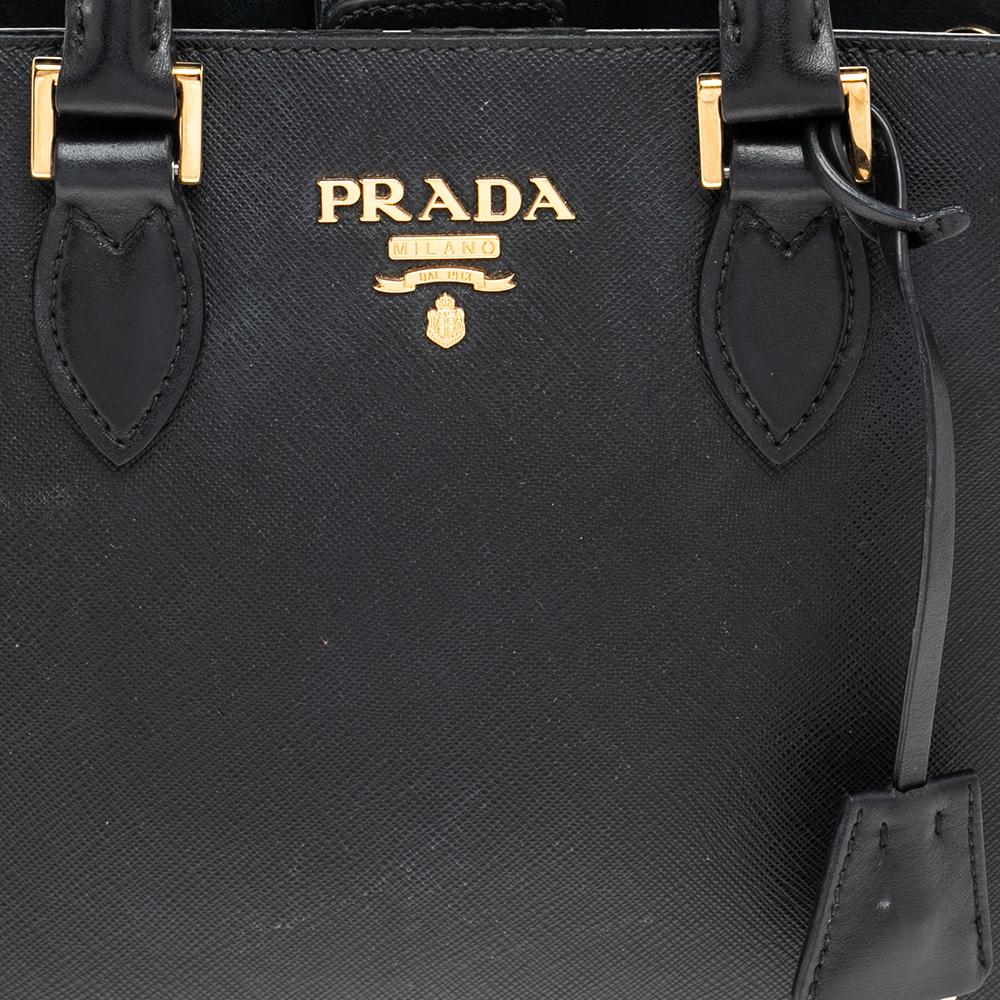 Prada Black Saffiano Lux and Soft Calf Leather Tote 5