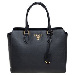 Prada Black Saffiano Lux and Soft Calf Leather Tote