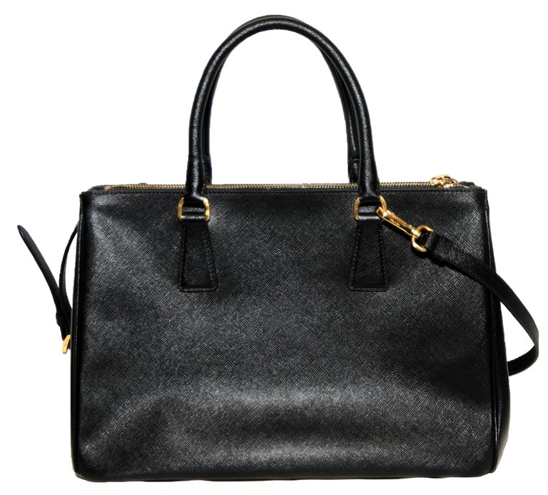 Prada Black Saffiano Lux Leather 3 Compartment Galleria Top Handle ...