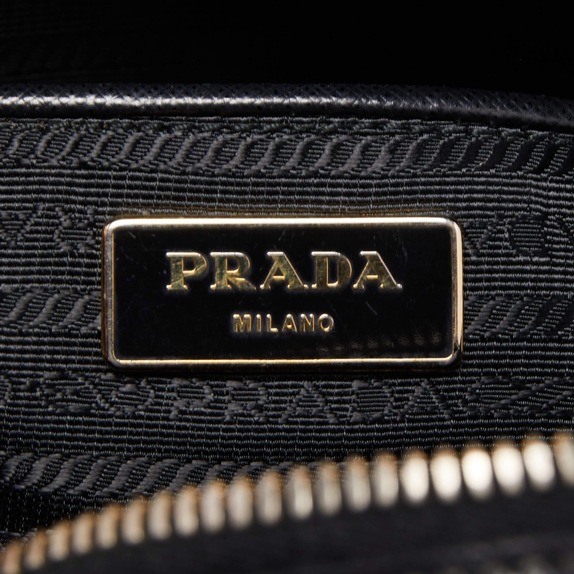 Prada Black Saffiano Lux Leather Bauletto Duffel Bag 8