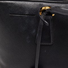 Prada Black Saffiano Lux Leather Bauletto Duffel Bag