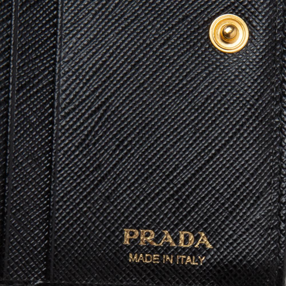 Prada Black Saffiano Lux Leather Bifold Compact Wallet 7