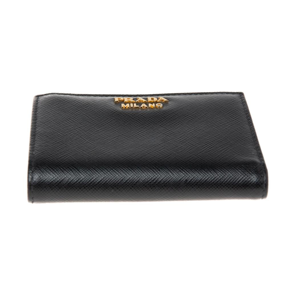 Prada Black Saffiano Lux Leather Bifold Compact Wallet 3