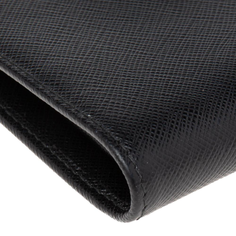 Prada Black Saffiano Lux Leather Bifold Compact Wallet 5