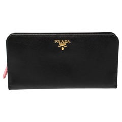 Prada Black Saffiano Lux Leather Bifold Wallet Organizer