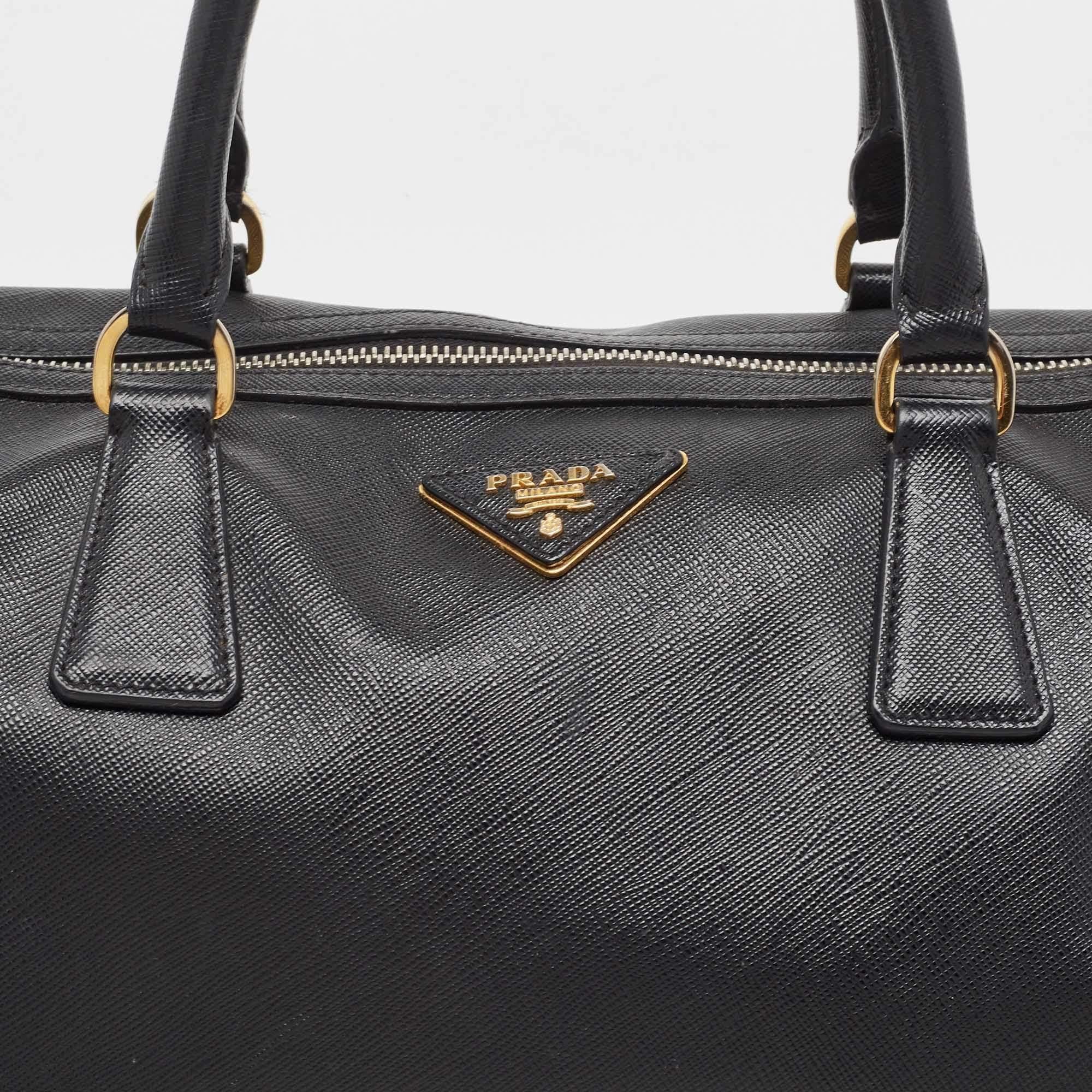Prada Black Saffiano Lux Leather Boston Bag 6