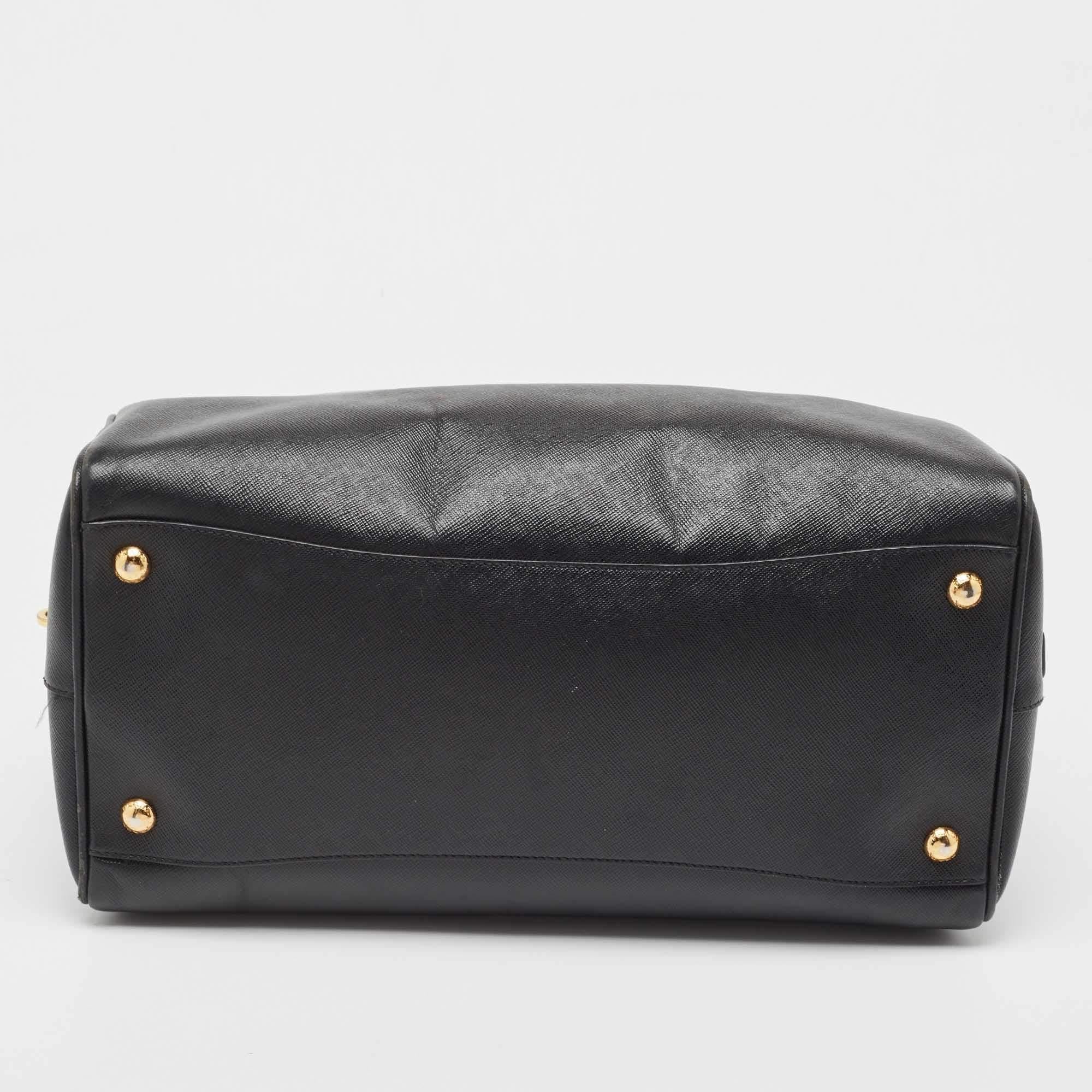 Prada Black Saffiano Lux Leather Boston Bag 6