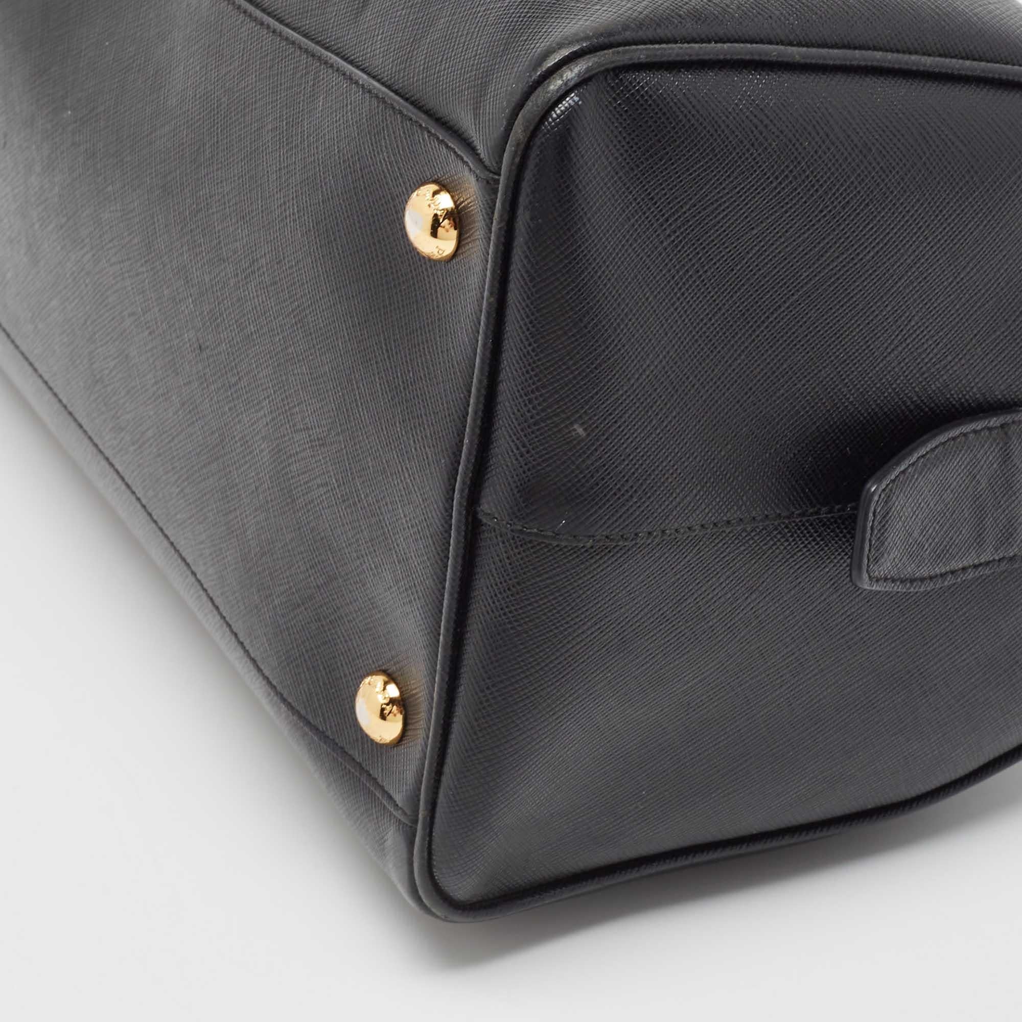 Prada Black Saffiano Lux Leather Boston Bag 10