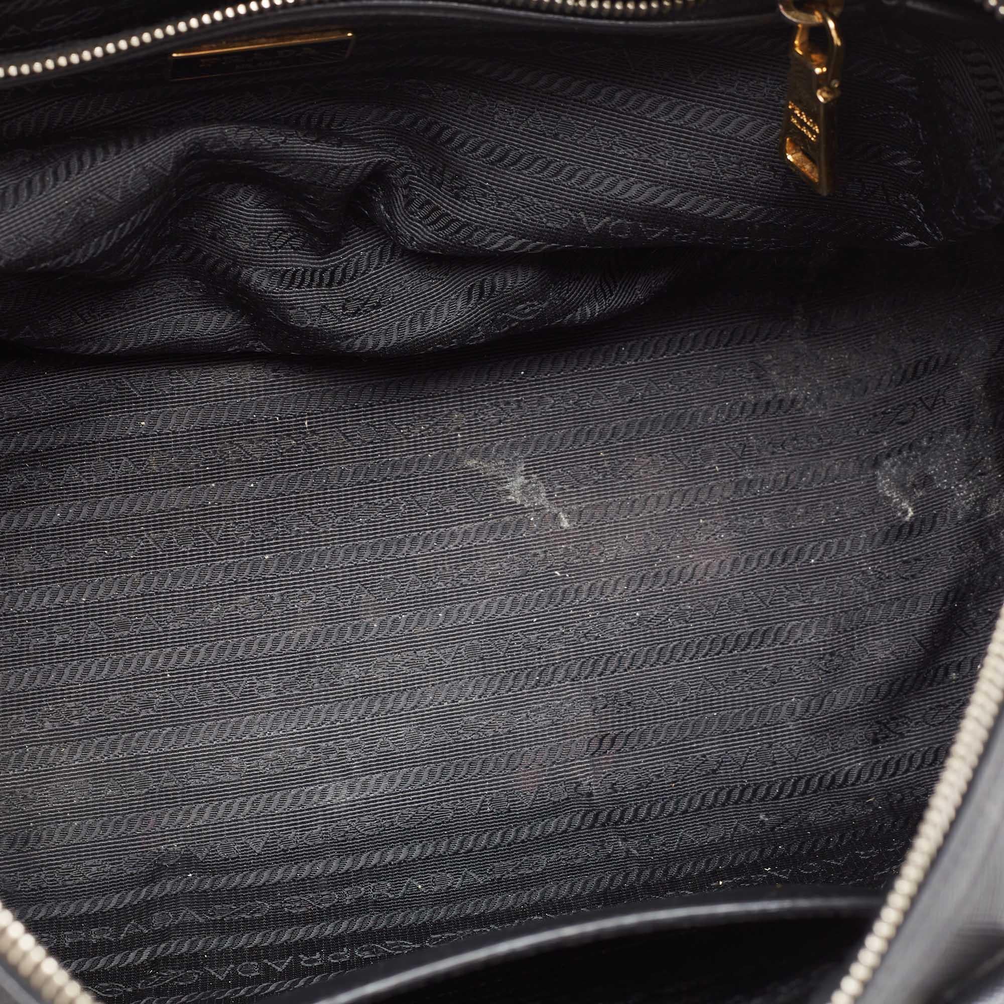 Prada Black Saffiano Lux Leather Boston Bag 11