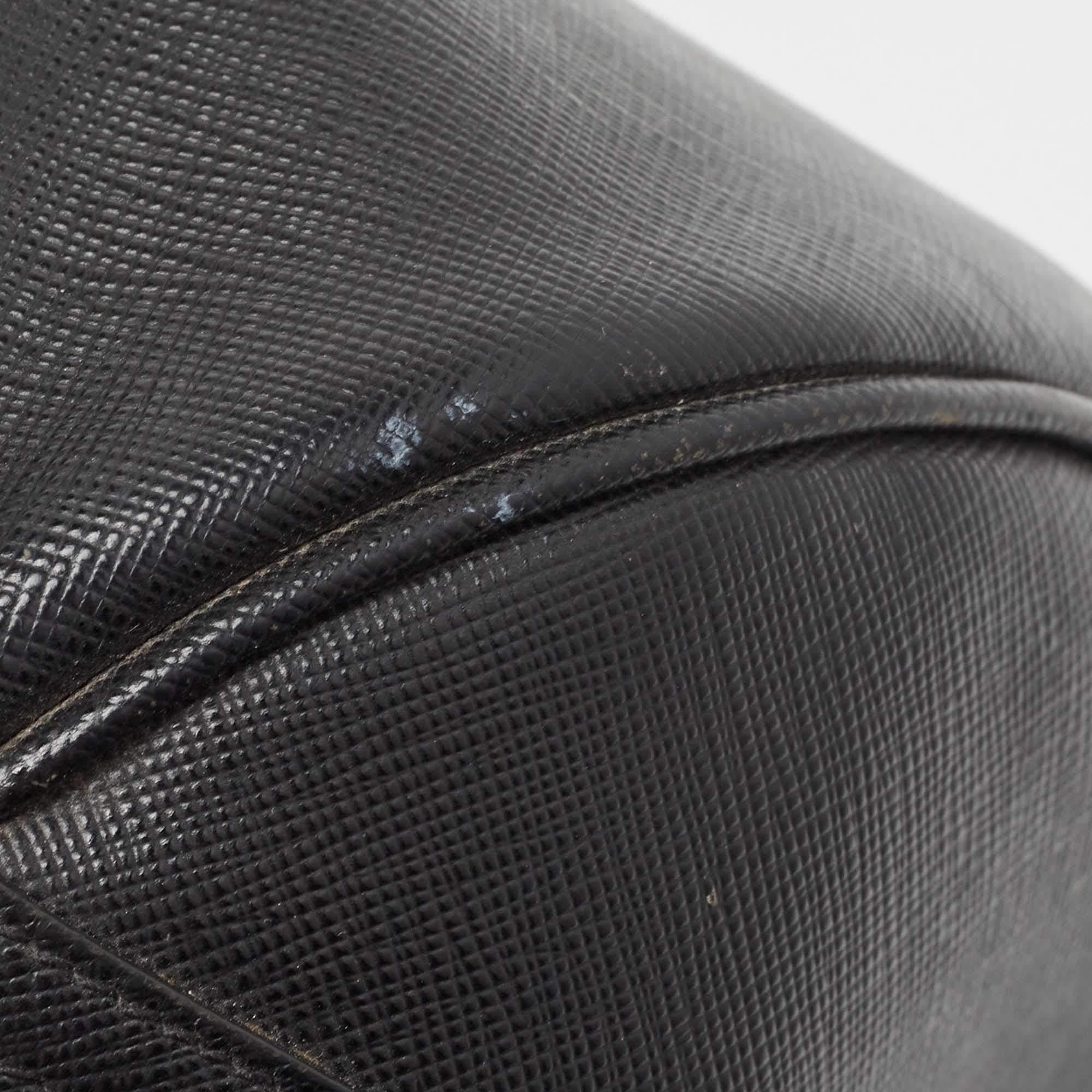 Prada Black Saffiano Lux Leather Boston Bag 3