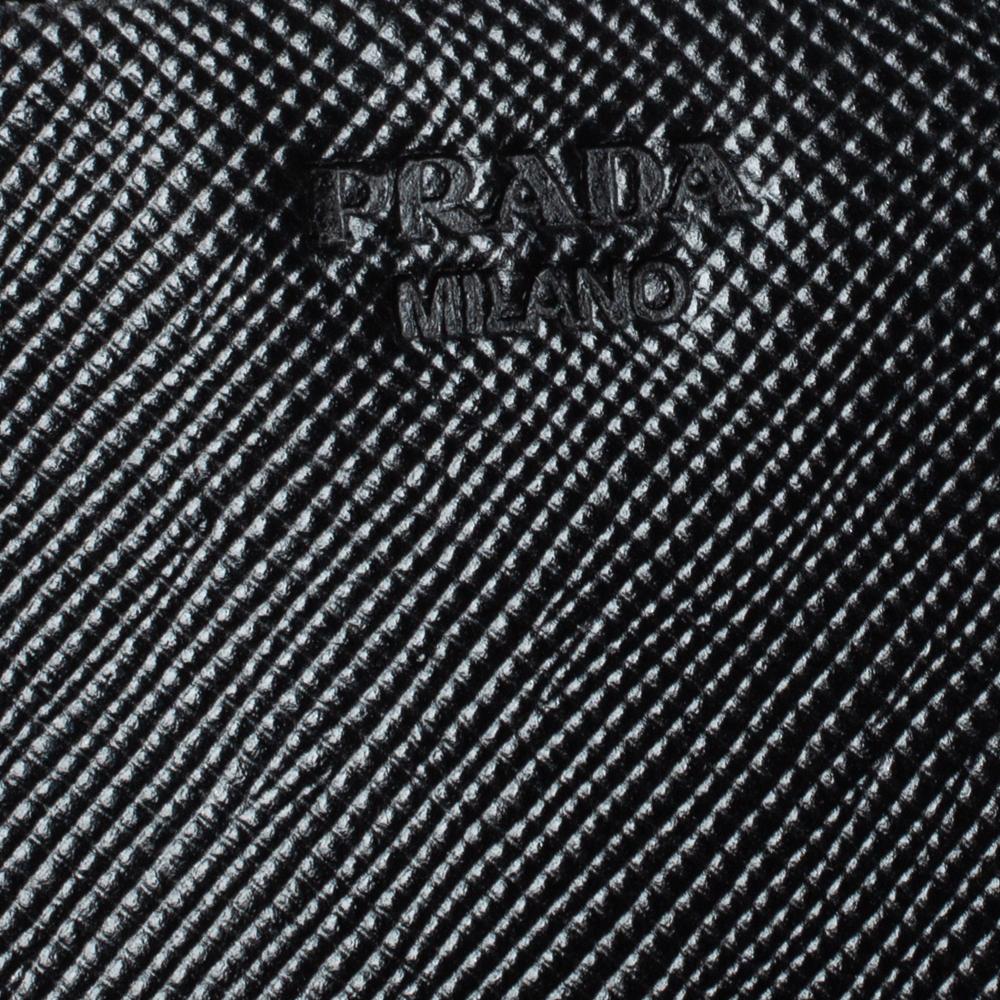 Prada Schwarz Saffiano Lux Leder Bow Continental Geldbörse 5