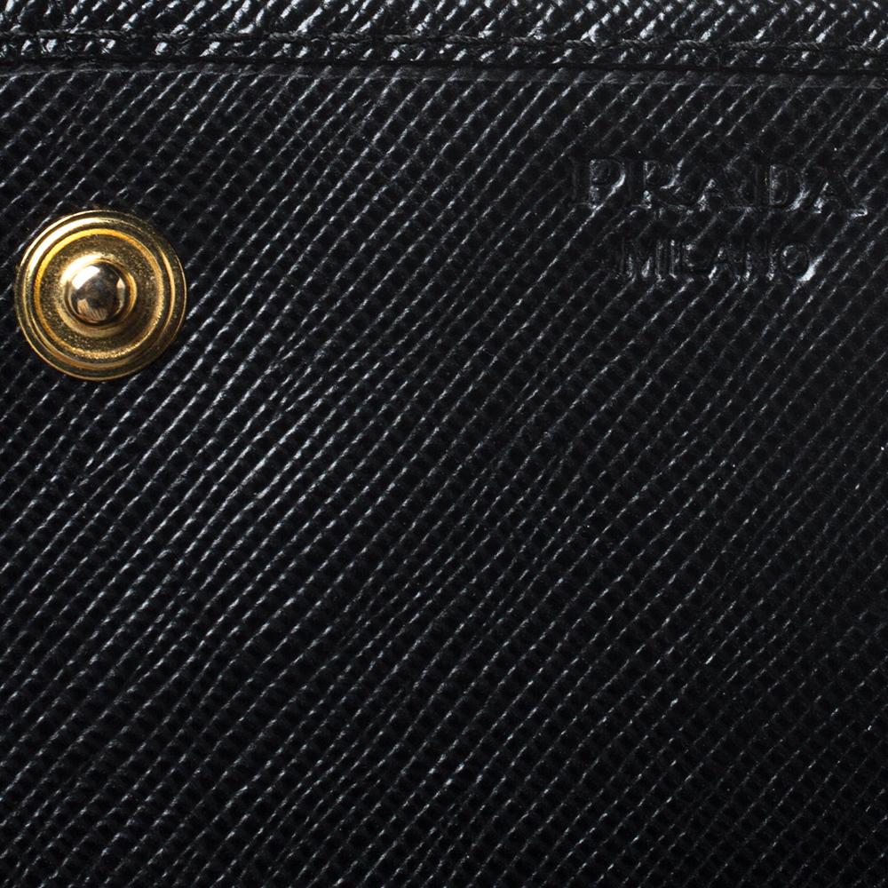 Women's Prada Black Saffiano Lux Leather Bow Flap Wallet